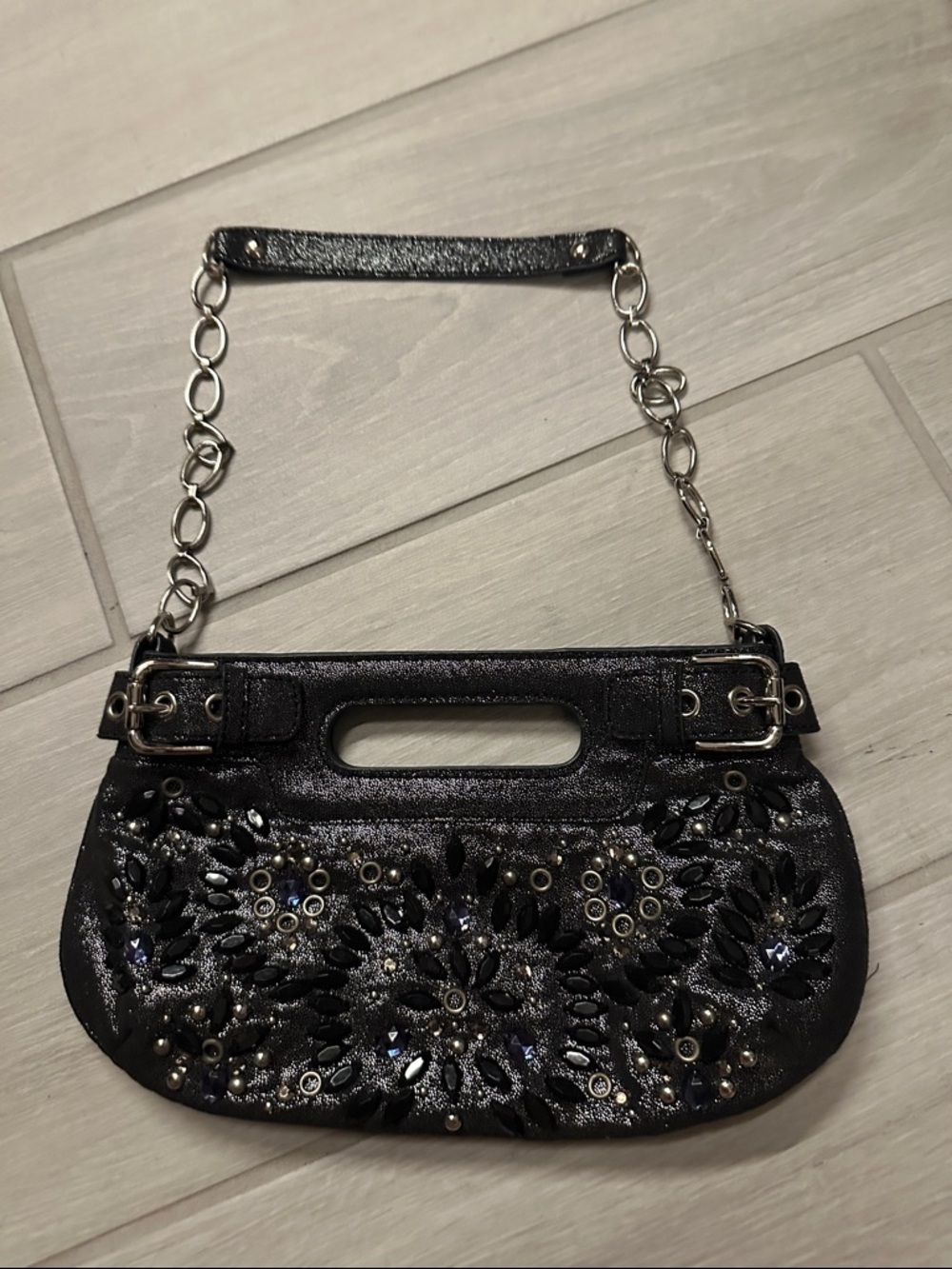 Rafe Black Jeweled Handle Clutch or shoulder bag